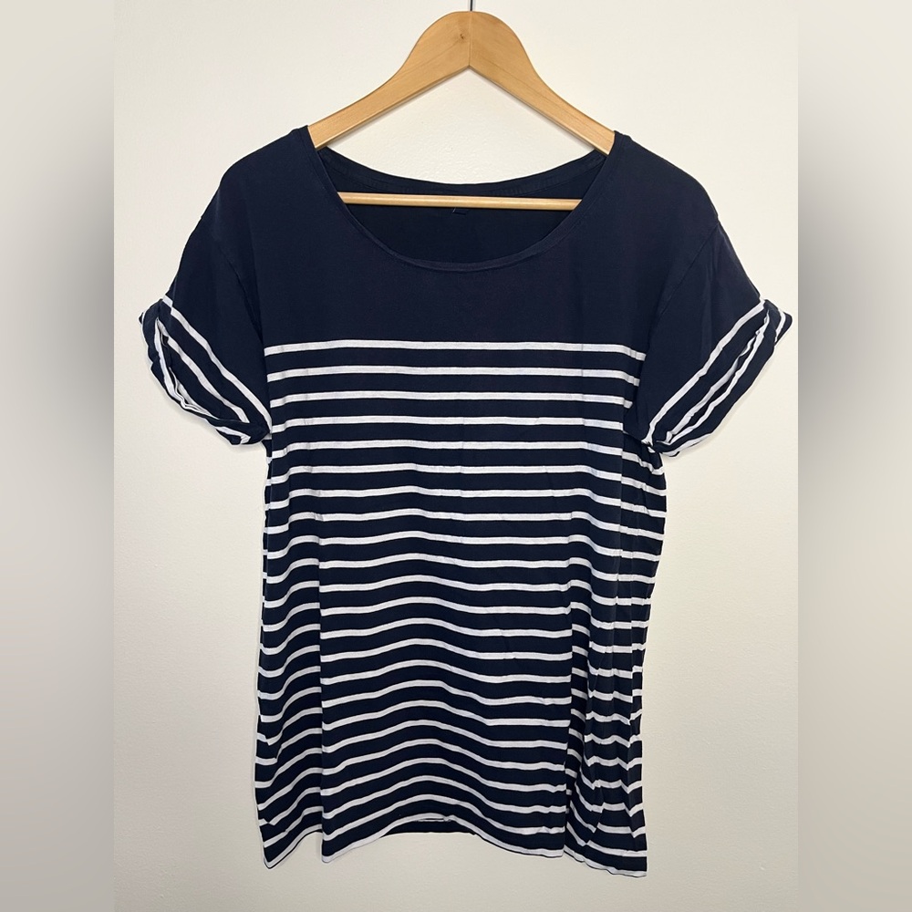 Gap Navy Blue & White Striped Top